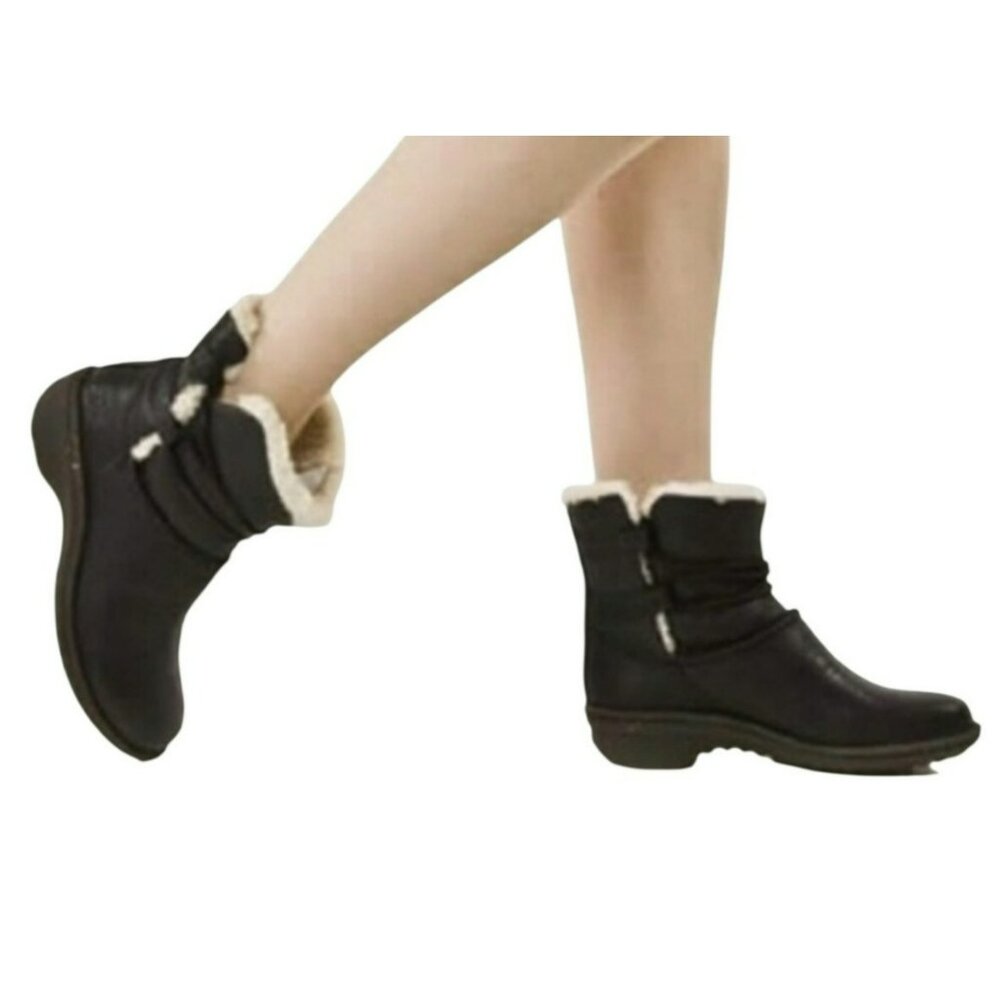 Ugg Caspia 1932 Leather Sheepskin Lace Ankle Boots Womens 9 Black